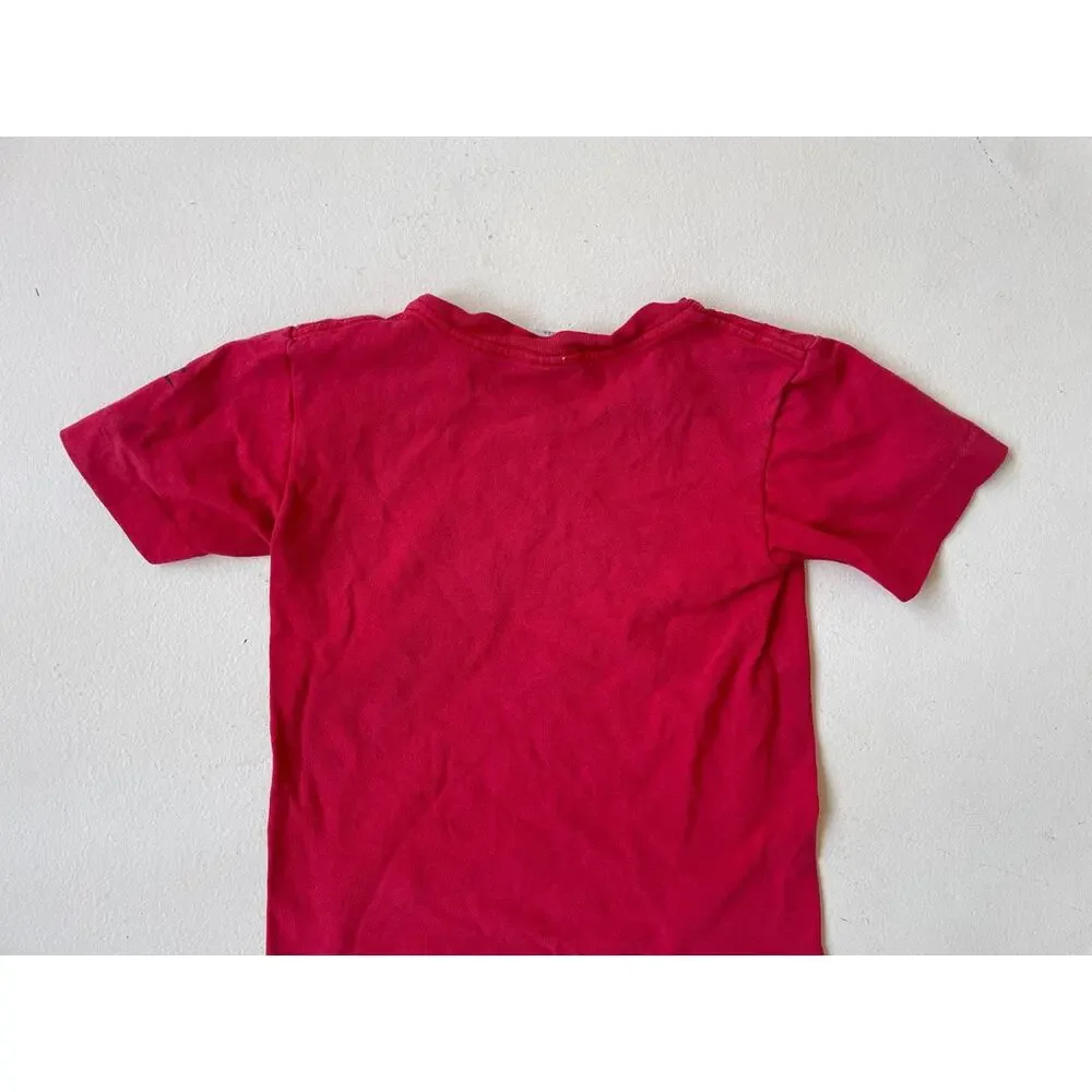 Vtg 90's NIKE Kids Air Jordan Red T-Shirt Basketball NBA Children's M (5-6) USA